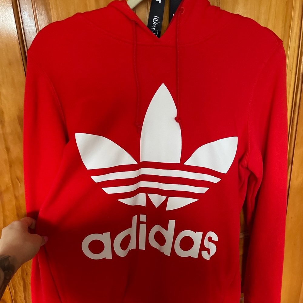 Womens Adidas Essential Linear Pullover hoodie Size Small